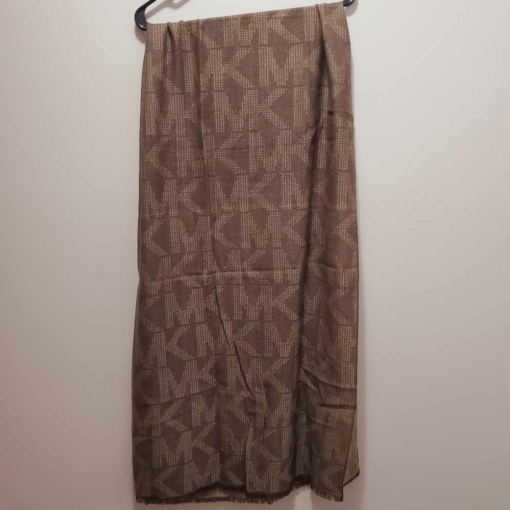 Michael Kors signature MK allover pattern woven scarf shawl